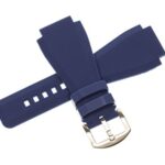 24mm Rubber Strap Blue Diver Watch Band fits Bell & Ross BR01 BR03 Brush Stainless Buckle