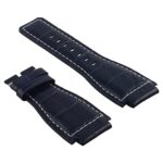 Ewatchparts 24MM LEATHER WATCH BAND STRAP COMPATIBLE WITH BELL & ROSS BR-01-03 WATCH BLUE WHITE STITCH