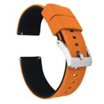 BARTON WATCH BANDS Quick Release Elite Silicone Watch Bands, Pumpkin Orange Top/Black Bottom, 20mm