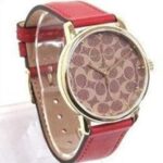COACH 14503408 Khaki (Tan) Dial Red Leather Strap Grand Collection Women’s 36 MM Watch