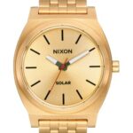 NIXON Time Teller Solar A1369 – All Gold/Black – 100m Water Resistant Men’s Analog Solar Powered Fashion Watch (40.5mm Watch Face, 20mm 5 Link Stainless Steel Band)