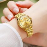 OLEVS Gold Watches for Women Dainty Waterproof Womens Watches for Small Wrists Luxury Ladies Watches Analog Diamond Stainless Steel Watch for Women Cheap Vintage Women’s Watches