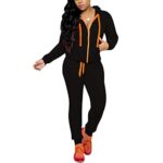 Nimsruc Two Piece Outfits For Women Jogging Suits Workout Pants Sets Casual Long Sleeve Sweatsuit Tracksuit Matching Clothing Black XL