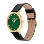 COACH 14503972 Green Dial Black Leather Strap Ladies Grand 36mm Watch