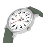 Speidel Original Scrub Watch™ Nurses Doctors Medical Professionals Students Men Women Unisex Easy Read Dial Military Time Red Second Hand Silicone Band Water Resistant-Army Green