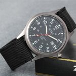 Lancardo Simplicity Analog Quartz Watch with Woven Nylon Band Luminous Hand Military Time 24H (Black) for Christmas