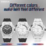 KIMSDUN Stylish Sport Watches, Date Calendar, , Automatic Mechanical Wristwatch, Casual Watch, Transparent Bottom, Silicone Strap , Student Men Unisex (Silver-Black-Black), (TP-K-1221A)