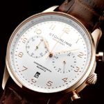 Stuhrling Original Mens Quartz Chronograph Dress Watch – Stainless Steel Case and Leather Band – Analog Dial with Date GR1-Q Mens Watches Collection