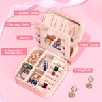 Yesteel Travel Jewelry Case Jewelry Box Jewelry Organizer, Travel Essentials Travel Accessories for Women, Ring Necklace Earring Jewelry Holder Organizer Box with Mirror, Birthday Gifts for Women Mom Grandma Initial A