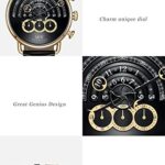 CARNIVAL Luxury Men’s Big Dial Chronograph Sapphire Glass Waterproof Quartz Black Leather Gold Watches (Gold case & Black dial & Black Strap)