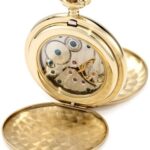 Charles-Hubert, Paris 3908-GRR Premium Collection Gold-Plated Stainless Steel Satin Finish Double Hunter Case Mechanical Pocket Watch