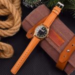 Ritche Genuine 18mm Leather Watch Band Classic Vintage Quick Release Watch Bands for Men Women Compatible with Timex Expedition Fossil Seiko Light Orange Watch Strap