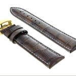Ewatchparts 20MM LEATHER BAND STRAP DEPLOYMENT CLASP COMPATIBLE WITH BAUME MERCIER WATCH L/BROWN 3B GOLD