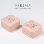 Parima Birthday Gifts for Women Girls, Pearl Initial Jewelry Box | Travel Jewelry Box | Gifts for Women Birthday Unique | Wedding Travel Essentials Small Jewelry Box | Travel Jewelry Case-Pink
