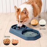 JEERAMIA Dog Slow Feeder Bowl & Lick Mat, Bowl for Dry Food, Lick Pad for Wet Food Peanut Butter, Slow Down Eating, Prevent Choking, Improve Digestion, Relief Anxiety, Non-Slide Lick Bowl for Dog Cat
