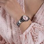 GUESS Ladies 28mm Watch – Silver Tone Bracelet Pink Dial Silver Tone Case