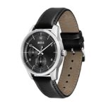 BOSS Sophio Men’s Multifunction Stainless Steel and Leather Strap Watch, Color:Black (Model: 1513941)
