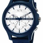 A|X Armani Exchange Men’s Quartz Watch with Silicone Strap, Blue, 22 (Model: AX2437)