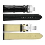 RBIPO 20mm Leather Watch Band with Alligator Grain Quick Release Watch Strap with Stainless Steel Deployment Buckle for Men Women?Silver Deployment Buckle Black 20mm?