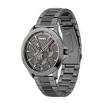 HUGO Men’s #LEAP Quartz Watch with Ionic Plated Grey Steel Strap, Color: Grey (Model: 1530247)