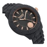 Versus Versace Tokyo Silicone Lion Collection Luxury Mens Watch Timepiece with a Grey Strap Featuring a Grey Case and Grey with IP Rose Gold Details Dial