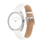 Calvin Klein Women’s Quartz 25200274 Stainless Steel and Leather Strap Watch, Color: White