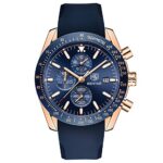 BENYAR Fashion Men’s Quartz Chronograph Waterproof Silicone Watches Business Casual Sport Design Wrist Watch for Men Perfect for Father Son Black Blue Rose Gold