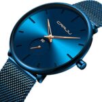 Mens Watches Ultra-Thin Minimalist Waterproof-Fashion Wrist Watch for Men Unisex Dress with Stainless Steel Mesh Band-Rose Gold Hands?Blue Band Blue Face?