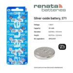 Renata 371 SR920SW Batteries – 1.55V Silver Oxide 371 Watch Battery (10 Count)