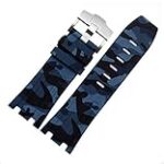 28mm Rubber Watch Strap Band OEM Style for AP100 Audemars Piguet Royal Oak Offshore Multi Camo Color (Camo Blue)