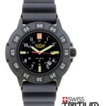 Uzi Swiss Tritium Military Watch for Men – Black Dial, Rubber Band, Scratch-Resistant, 20ATM Water Resistant, Swiss Quartz, Protector Rubber, 43mm, Father’s Day Gift