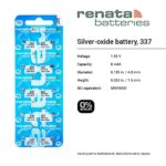 Renata 337 SR416SW Batteries – 1.55V Silver Oxide 337 Watch Battery (2 Count)