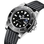 ADDIESDIVE Quartz Watches for Men Diver 200M Steel Watch with Waterproof Waffle Rubber Strap