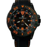 Smith & Wesson Men’s Scout Watch, 5 ATM, Stainless Steel Caseback, Scratch Resistant Glass, Tactical Watch, Father’s Day Gift, Rubber Strap, Black and Orange, 48mm