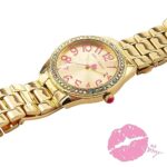 Betsey Johnson Women’s Watch – Bezel Wristwatch, 3 Hand Quartz Movement, Easy Read Dial, Size One Size, Gold Heart