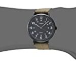 Timex Men’s Weekender XL 43mm Watch – Black Case Black Dial with Olive Fabric Slip-Thru Strap