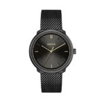 HUGO Unisex #Fluid Black Ionic Plated Watch with Interchangeable Bands, Black Ionic Plated Mesh Bracelet and Black Leather Strap, Color: Black (Model: 1520024)
