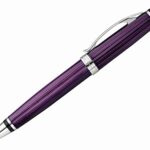Xezo Incognito Brass Ballpoint Pen in Purple Metallic Color, Diamond-Cut Engraved, Serial, Platinum Plated Parts (Incognito Purple B-2)