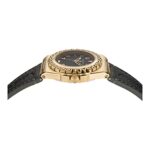 Versace Greca Reaction Collection Luxury Mens Watch Timepiece with a Black Strap Featuring a Gold Case and Black Dial