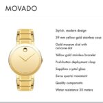 Movado Men’s Sapphire Yellow Gold Watch with a Concave Dot Museum Dial, Gold (Model 607180)