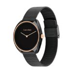 Calvin Klein Women’s Quartz 25200272 Ionic Plated Black Steel & Ionic Plated Rose Gold Steel and Mesh Bracelet Watch, Color: Black