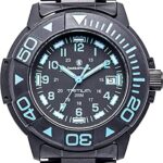 Smith & Wesson Men’s Watch, Tactical Tough Military Watch, Swiss Tritium, 20ATM Black Dial, Stainless Steel Caseback, Diver Watch, Metal and Rubber Straps, 42mm, Christmas Gift (Blue)