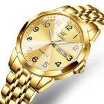 OLEVS Men Gold Watches Business Dress Diamond Analog Quartz Date Luxury Wrist Watch Casual Stainless Steel Waterproof Luminous Two Tone Watch for Male