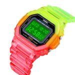 Tonnier Watch Women Digital LED Dual Time Stopwatch for Men 5Bar Waterproof Wristwatch with Colorful Resin Band