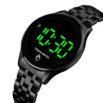 Gosasa Touch Screen Digital LED Waterproof Men Womens Sport Casual Stainless Steel Wrist Watch (Black)