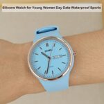 SKMEI Watches for Women Young Lady Sports Silicone Band Big Face Large Waterproof Fashion Casual Simple Quartz Analog Day Date Girls Gift Light Blue Wrist Watch