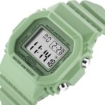 AOSUN Digital Watch for Men and Women Waterproof Outdoor Military Sports Timer Multifunctional Wristwatch Girl Resin Strap Easy to Read Alarm Stopwatch Gift for Anniversary (1803 Green)