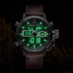 MEGALITH Mens Watches with Leather Waterproof Digital Military Sport Tactical Multifunction Heavy Duty Led Silver Watch for Men, Alarm Stopwatch