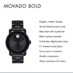 Movado Women’s BOLD Ceramic Watch with a Crystal-Set Dot, Black/Silver (Model 3600535)