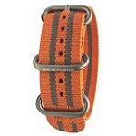 BERTUCCI Orange Safety Reflective Stripes 22mm Nylon Strap Matte Stainless Steel Buckle Watch Band